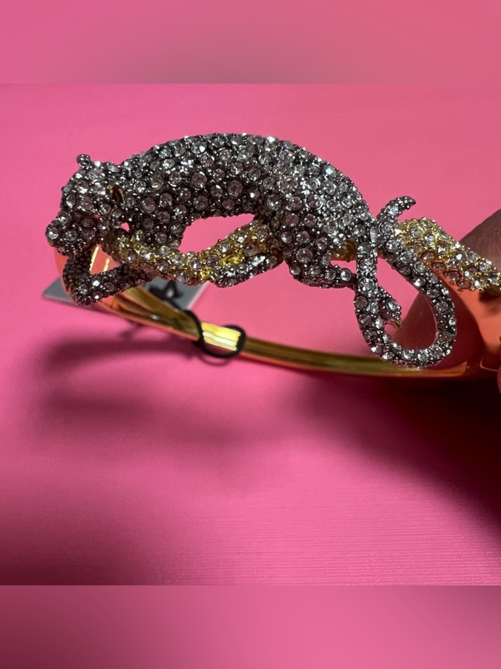 Alexis Bittar Crystal Pave Panther Hinged Bangle Bracelet NWT